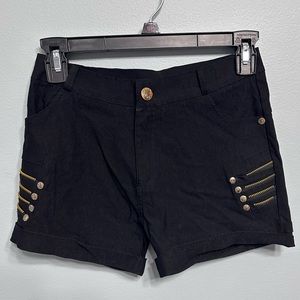 Shorts NWOT Black with Gold Accents Cute Side Zippers with Back & Front Pockets